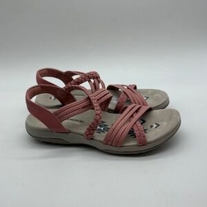 Skechers Womens 7 Reggae Slim Sunnyside 2.0 Strappy Slingback Coral Pink Sandals